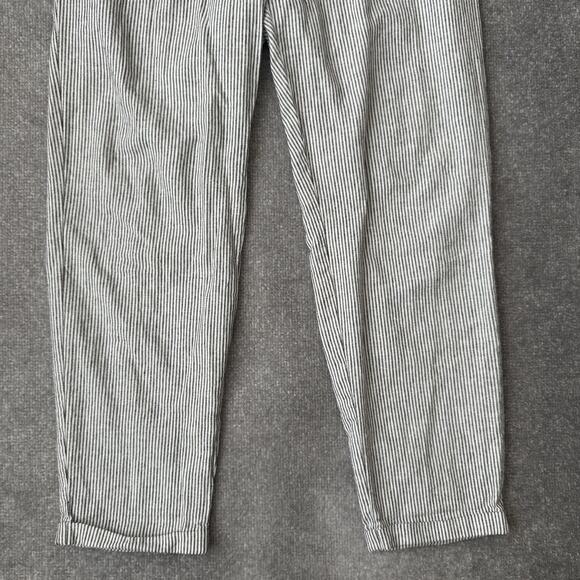 J.Crew Pants Womens 10 Tall Black White Stripe Linen Blend Drawstring Waist - Picture 3 of 11